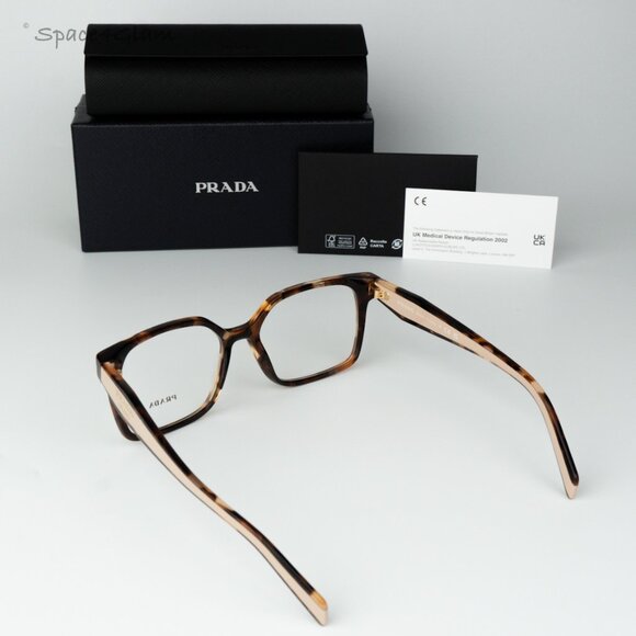 Prada Women Eyeglasses Havana Caramel Demo Square PRB03V 07R1O1 NEW AUTHENTIC - Picture 7 of 7